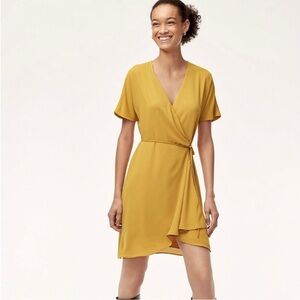 Aritzia Babaton Wallace Wrap Dress in Cairo Yellow XXS